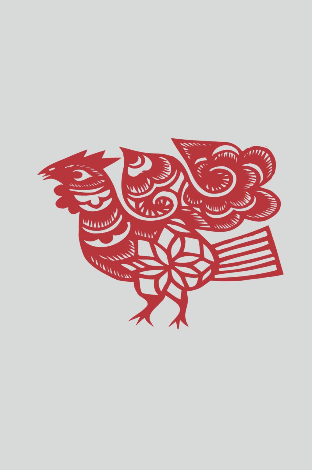 红色公鸡生肖剪纸图案矢量素材素材