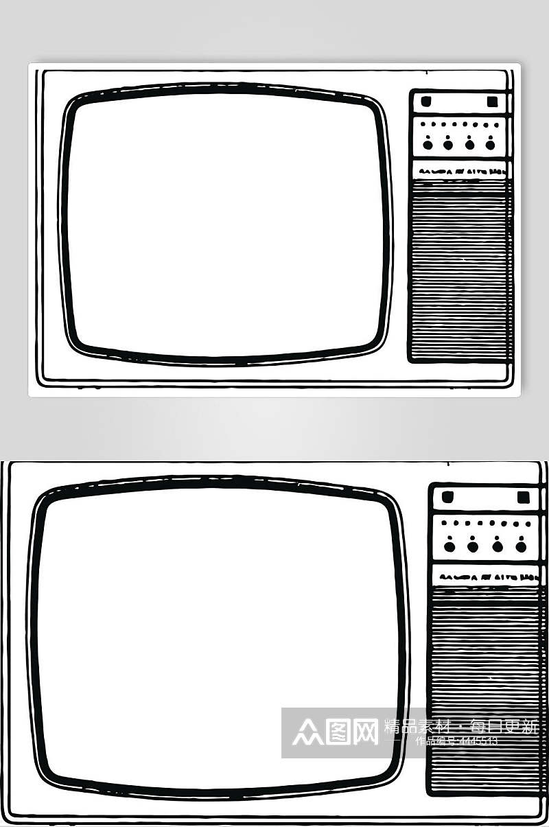 线条电视时尚手绘家用电器矢量素材素材