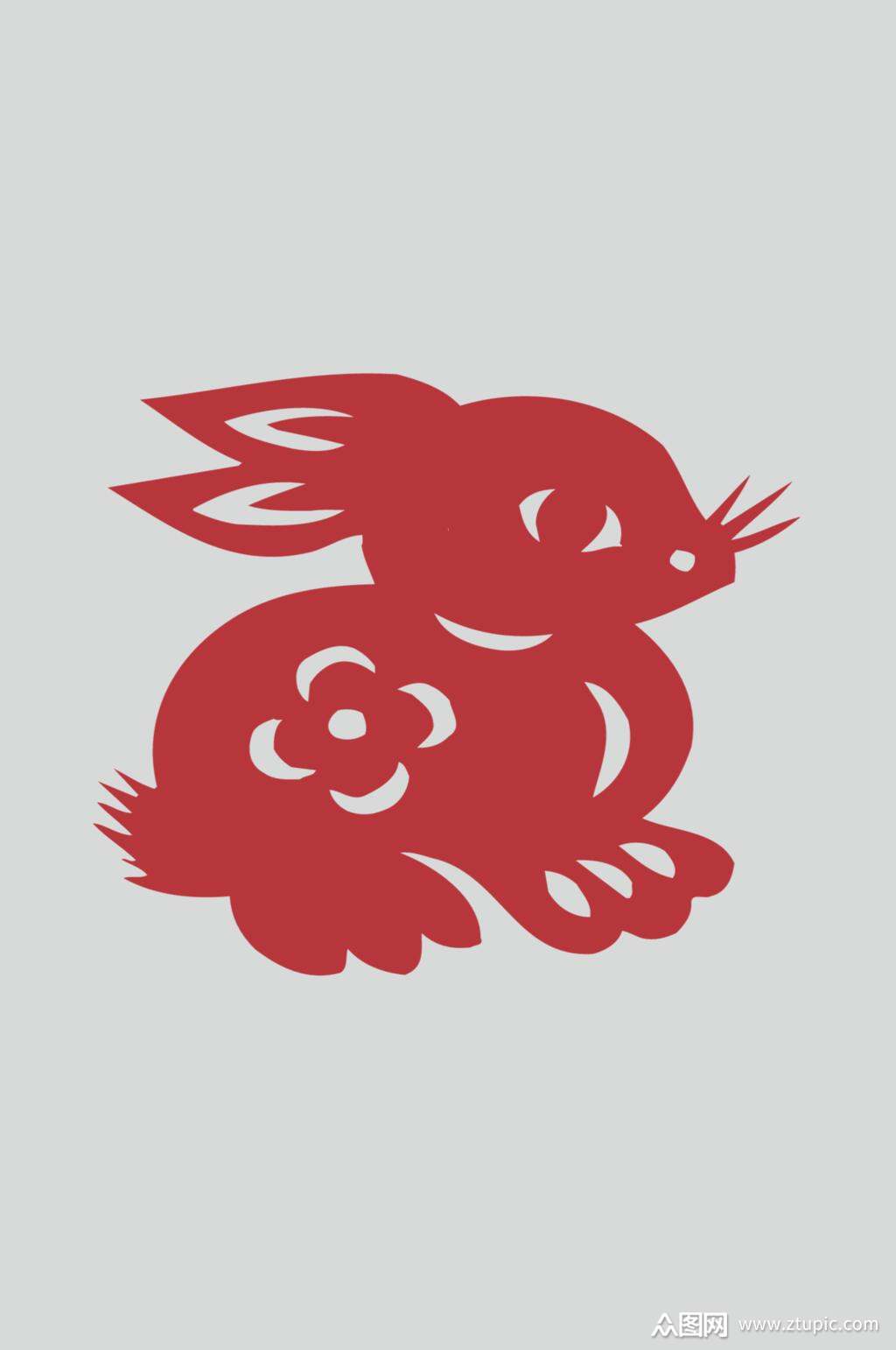 中华传统生肖剪纸图案矢量素材素材