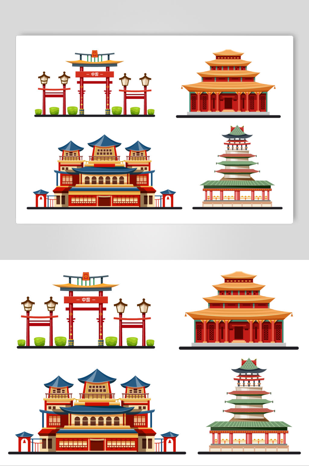 创意大气中式古代建筑矢量素材素材
