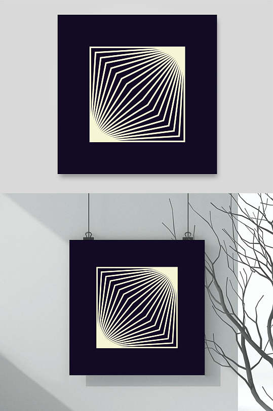 金色发散式矢量抽象几何图形素材