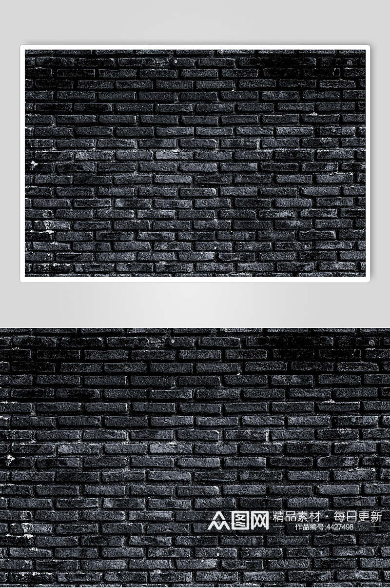 黑色墙壁砖墙纹理图片素材