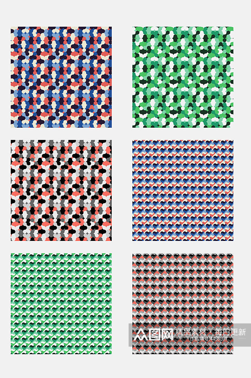 清新彩色素雅几何抽象图案免抠素材素材
