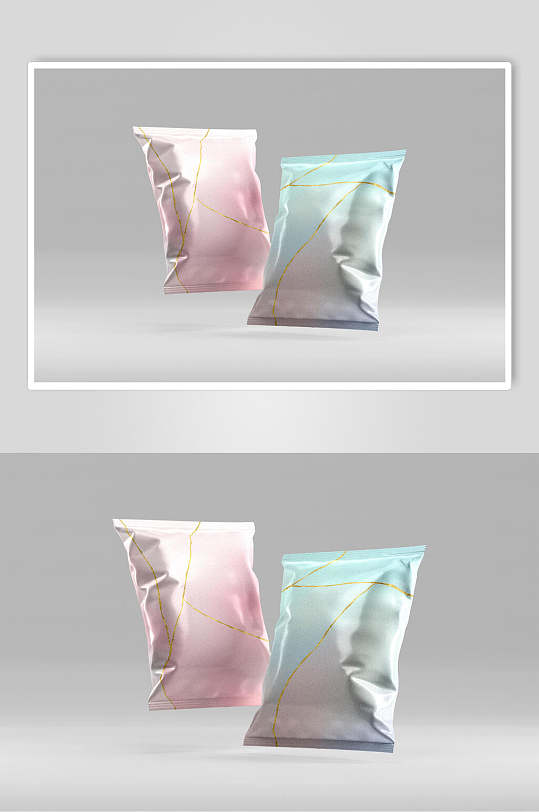 粉色蓝色渐变零食袋塑料袋样机