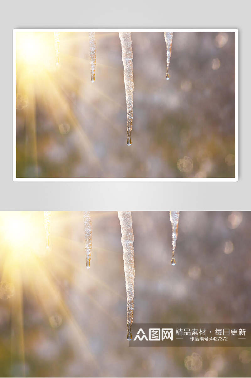 冰凌晨光冬季雪景摄影图素材