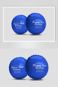 蓝色圆形箔气球样机