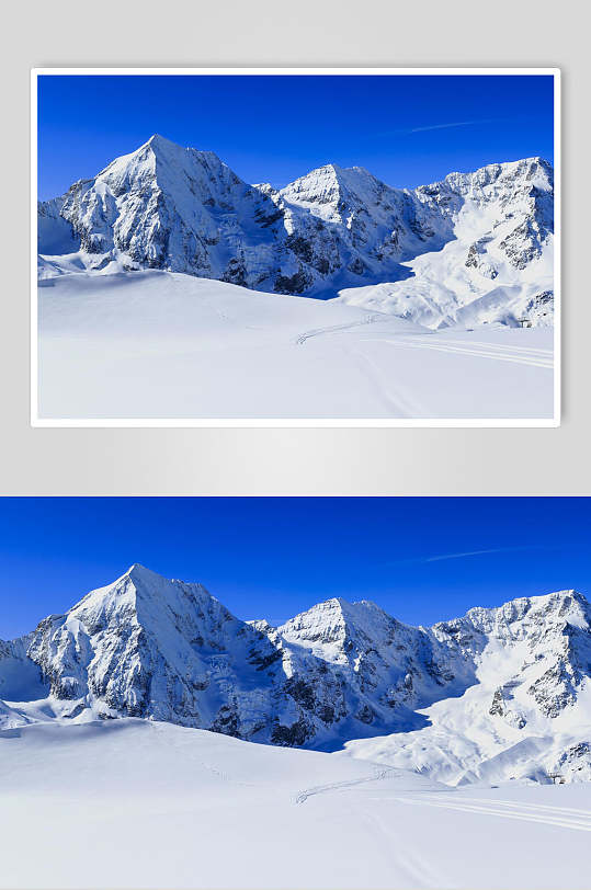 蓝色精美雪山雪景图片