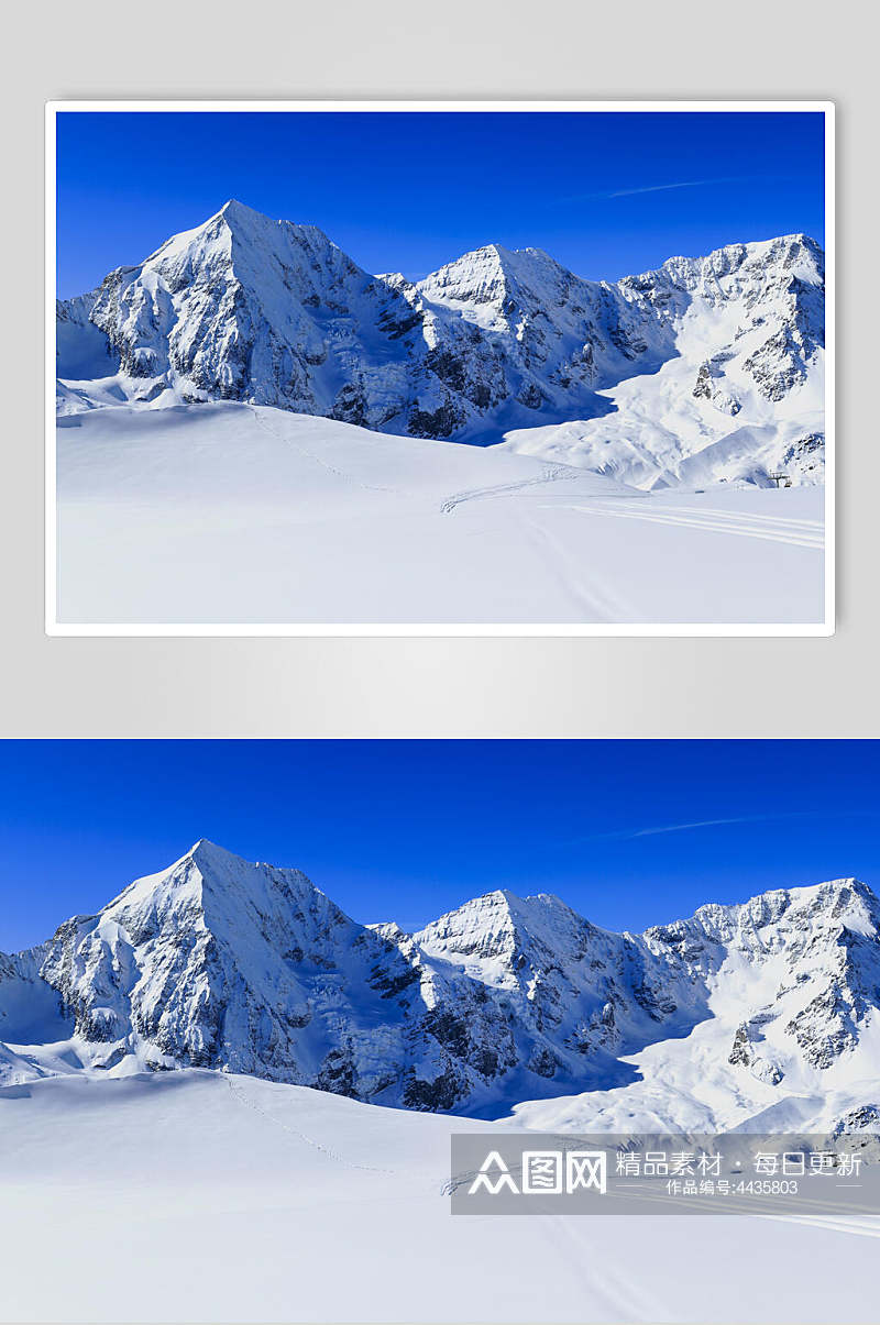 蓝色精美雪山雪景图片素材