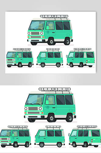 创意巴士出行旅游插画矢量素材