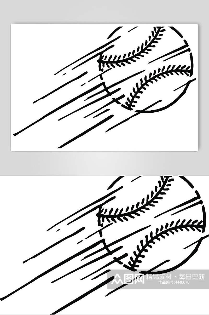 手绘棒球套装矢量素材素材