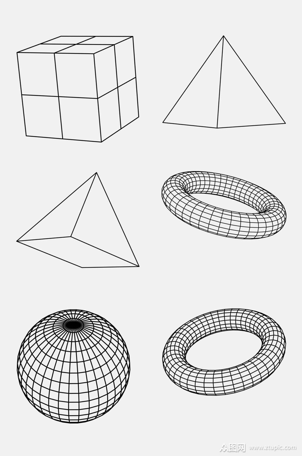 三角圆形线条几何网格图形免抠素材素材