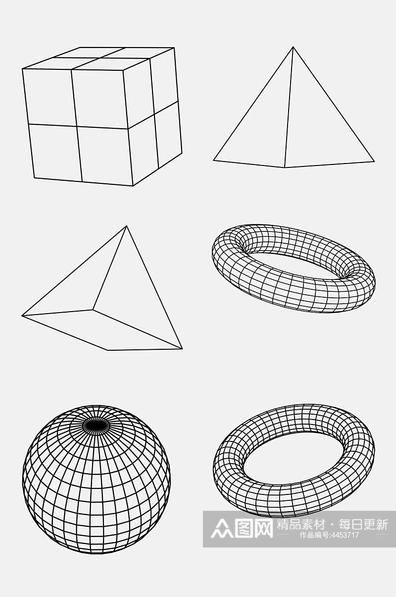 三角圆形线条几何网格图形免抠素材素材