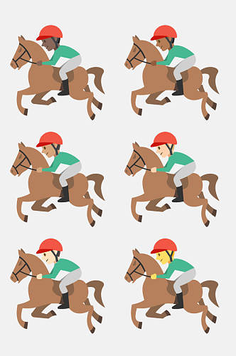 骑马头盔人物运动卡通免抠素材