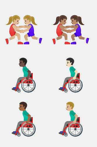 红绿椅子清新卡通人物运动免抠素材