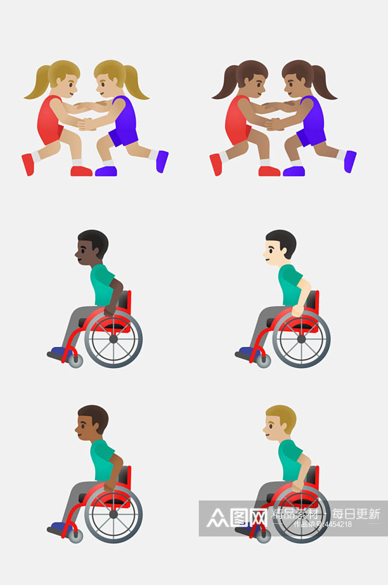 红绿椅子清新卡通人物运动免抠素材素材