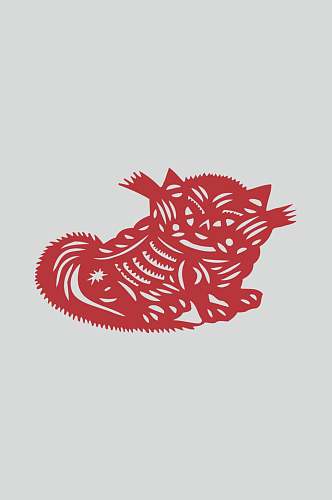 中华传统生肖剪纸图案矢量素材