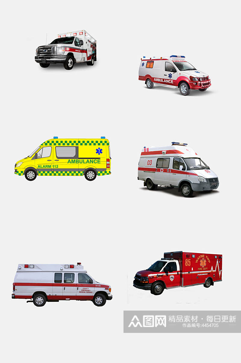 红色救护车免抠素材素材