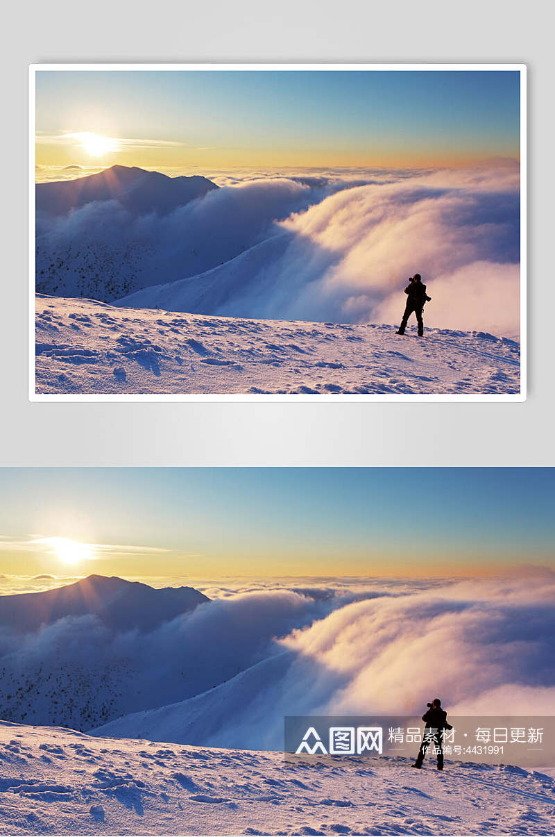 雪山实景雪景图片素材