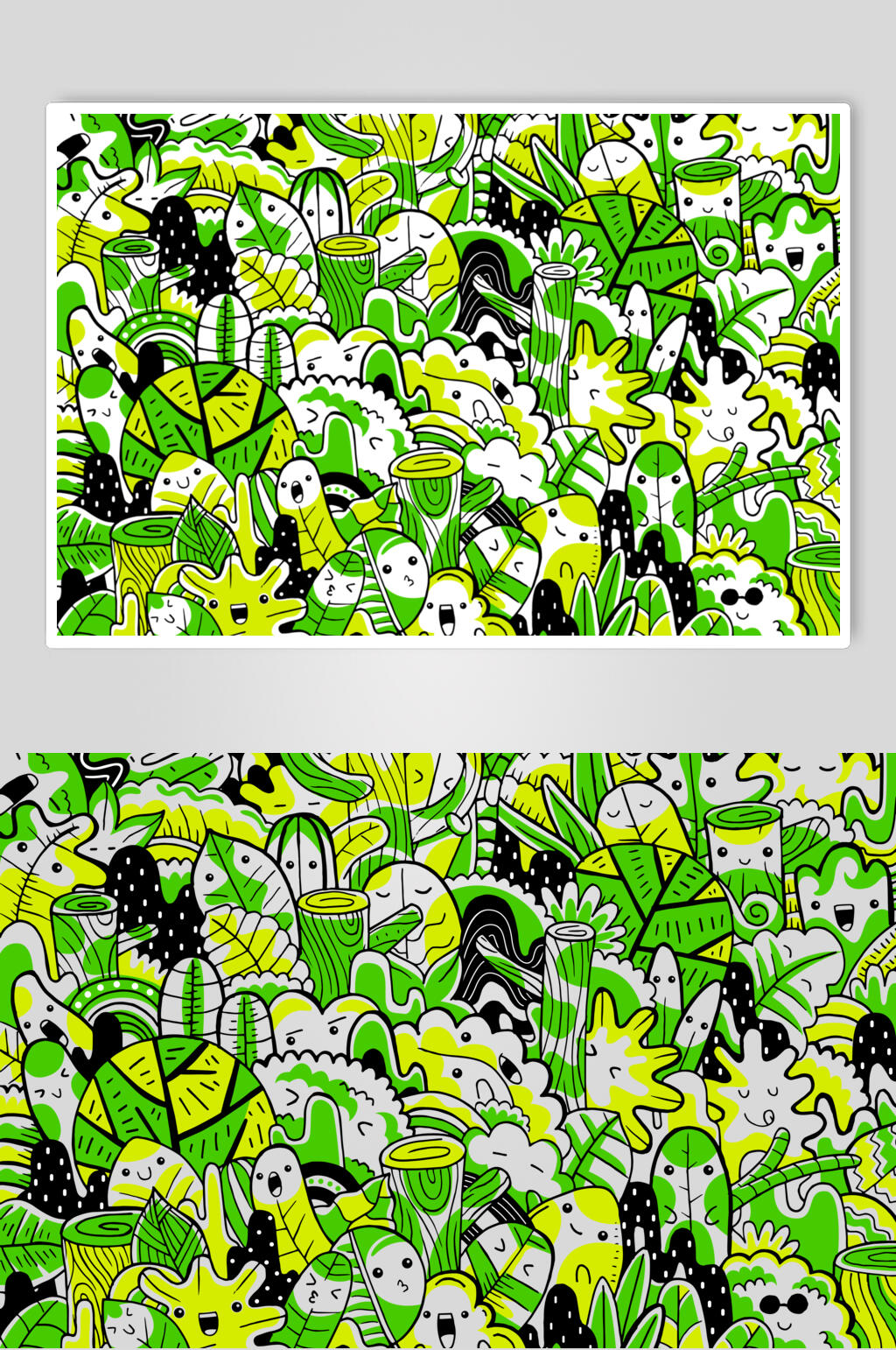 青色涂鸦插画矢量素材素材