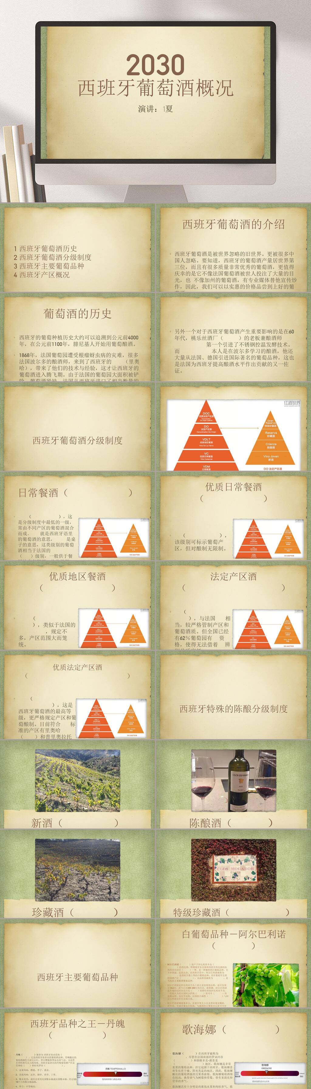 西班牙红酒葡萄酒知识PPT素材