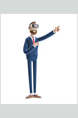 3d小清新VR眼镜卡通立体商务人物元素素材