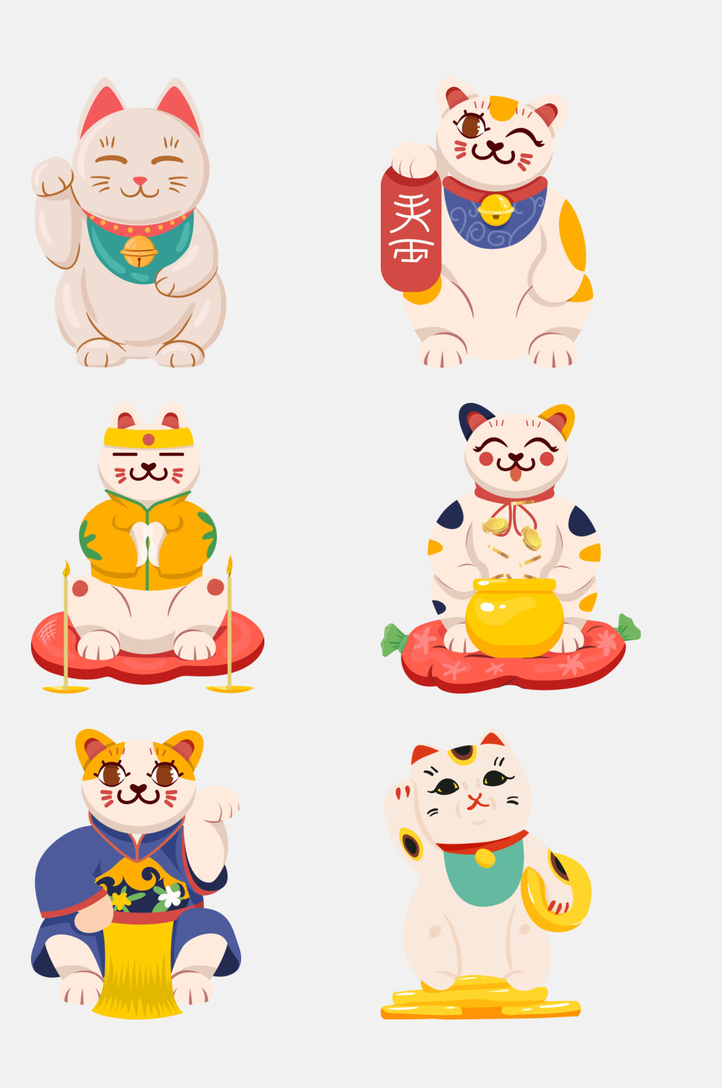 可爱铃铛卡通可爱招财猫免抠素材素材