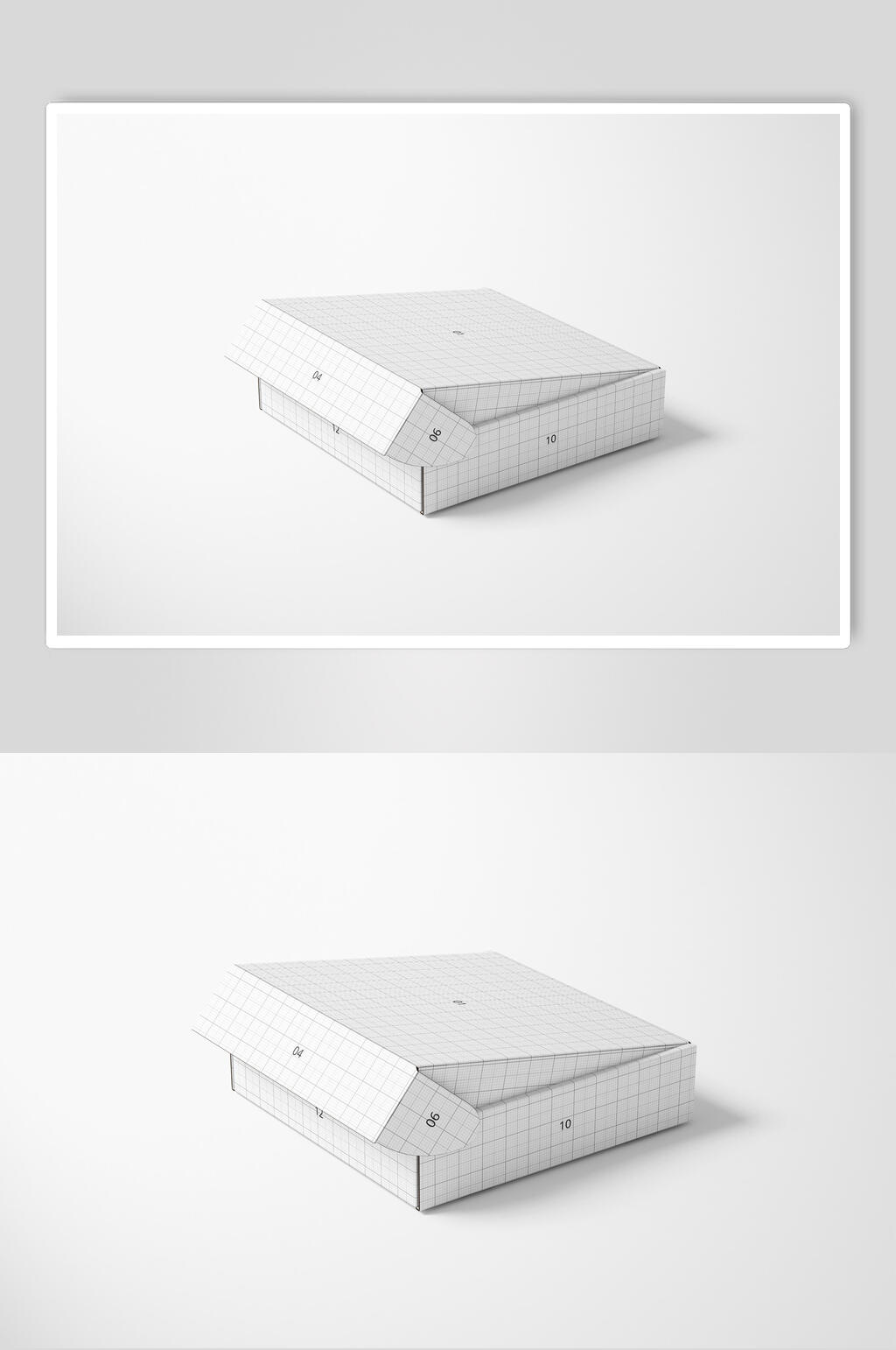 立体方格线条白色翻盖包装盒样机素材