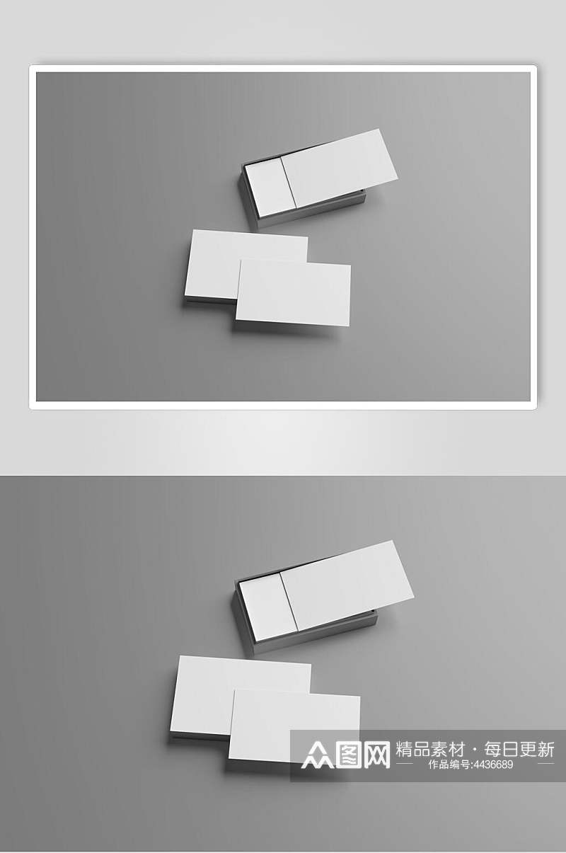 长方形立体阴影灰名片设计样机素材