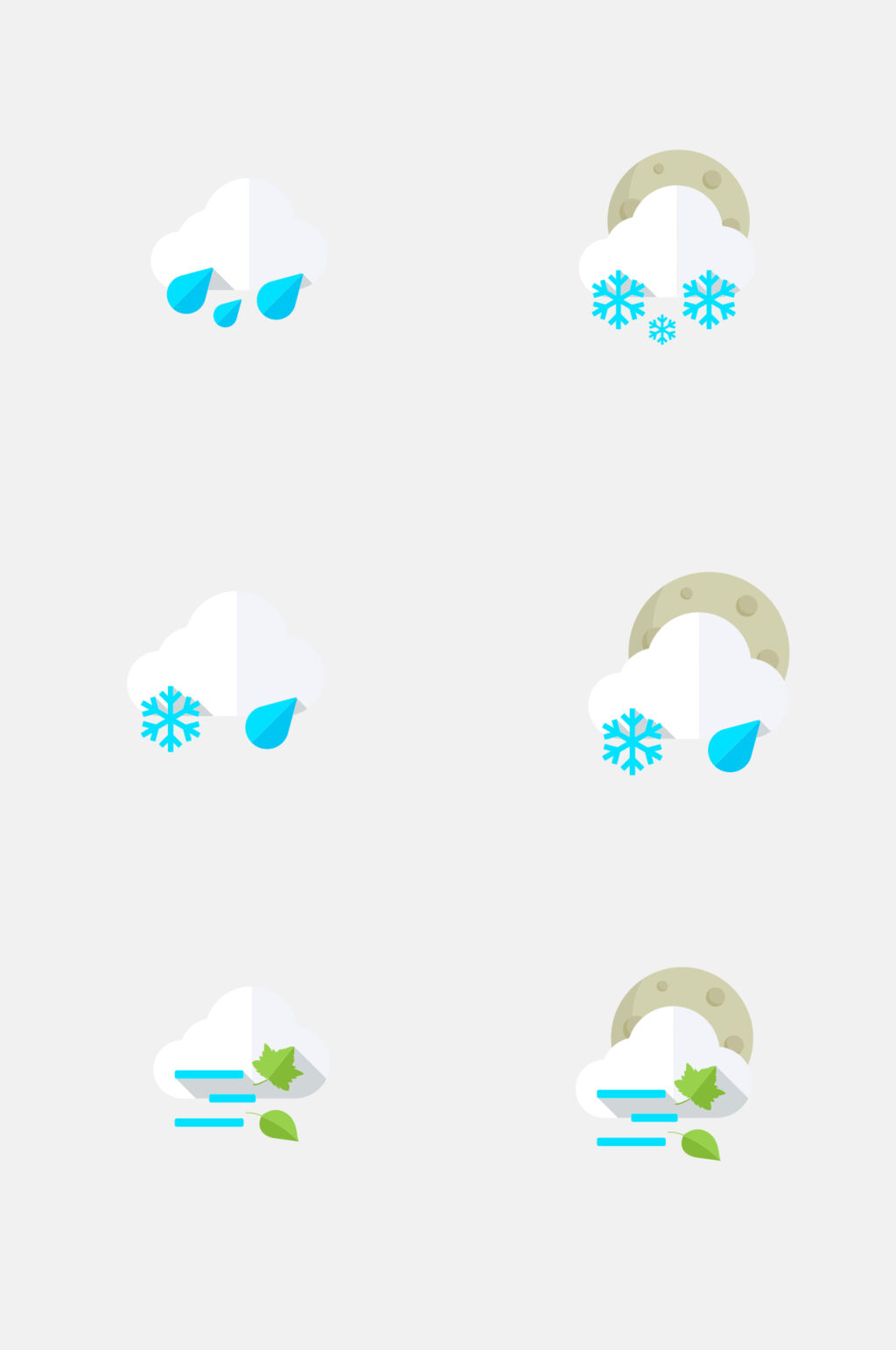 创意水滴雪花彩色天气图标免抠素材素材