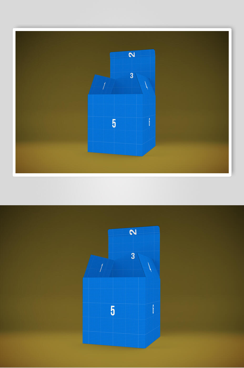 数字线条蓝色产品包装纸盒样机素材