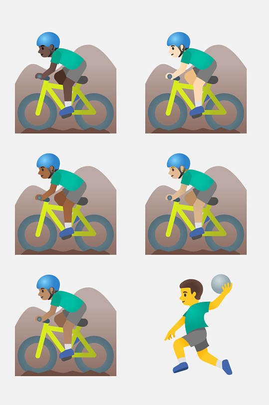 单车帽子绿黄卡通人物运动免抠素材