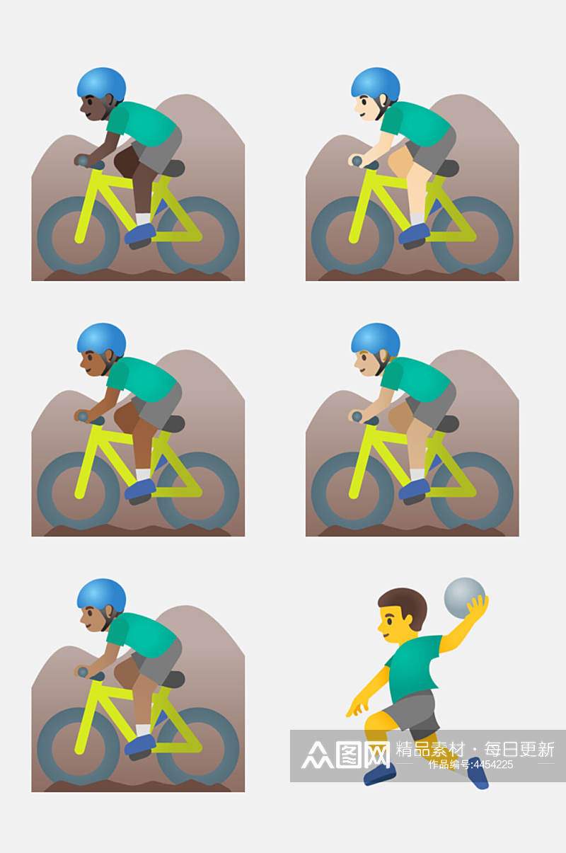 单车帽子绿黄卡通人物运动免抠素材素材