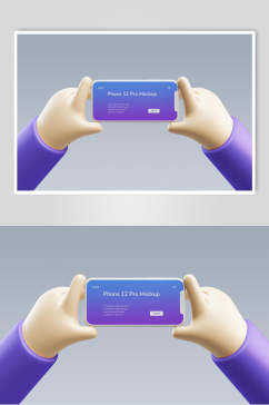 紫色渐变立体操控手机模型样机