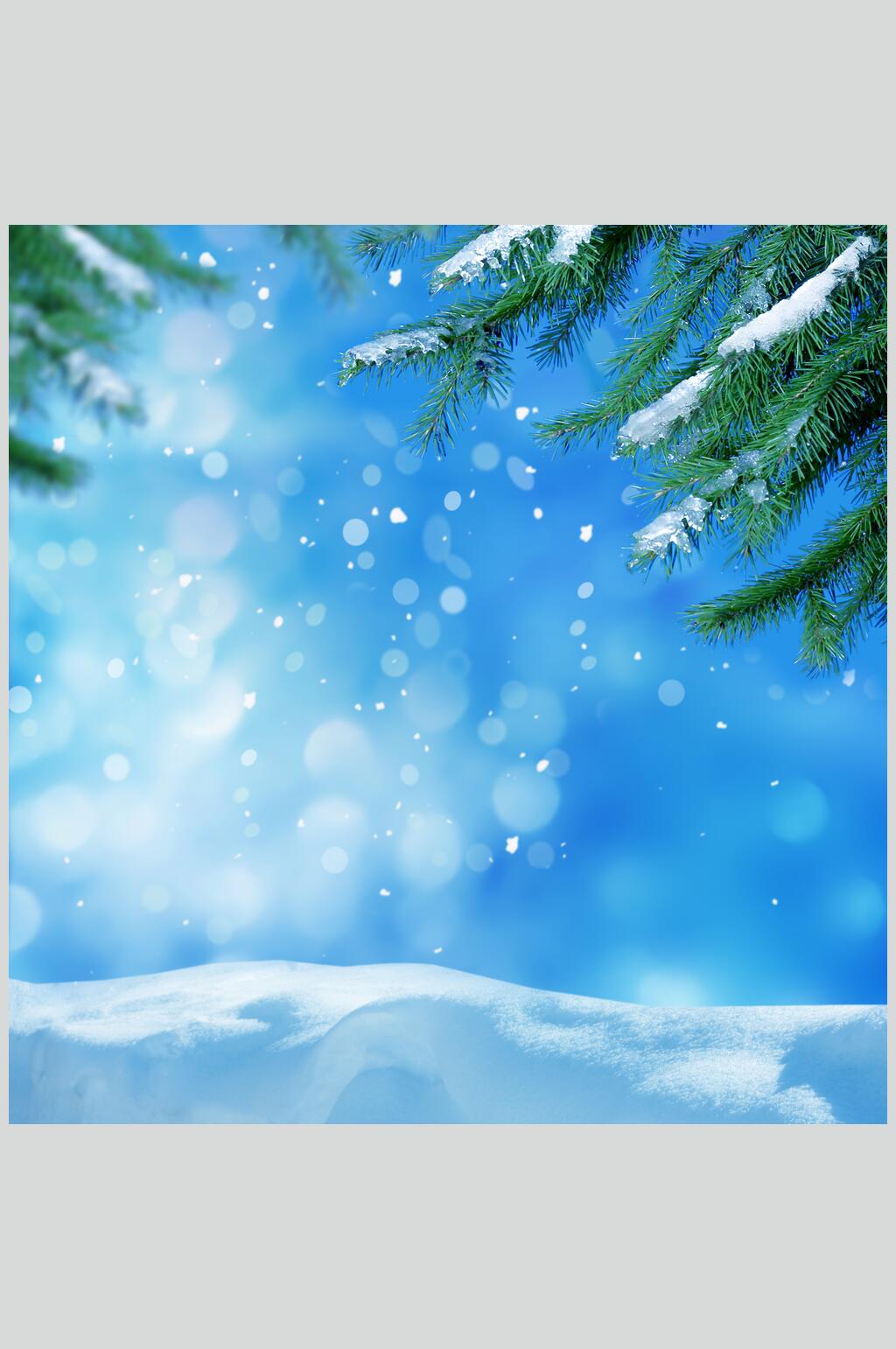 蓝色雪花冬季雪景摄影图素材