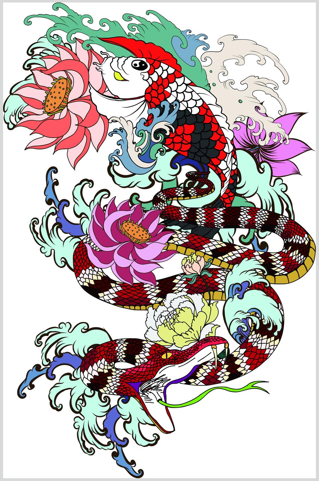 中国风复古神兽矢量图案素材素材