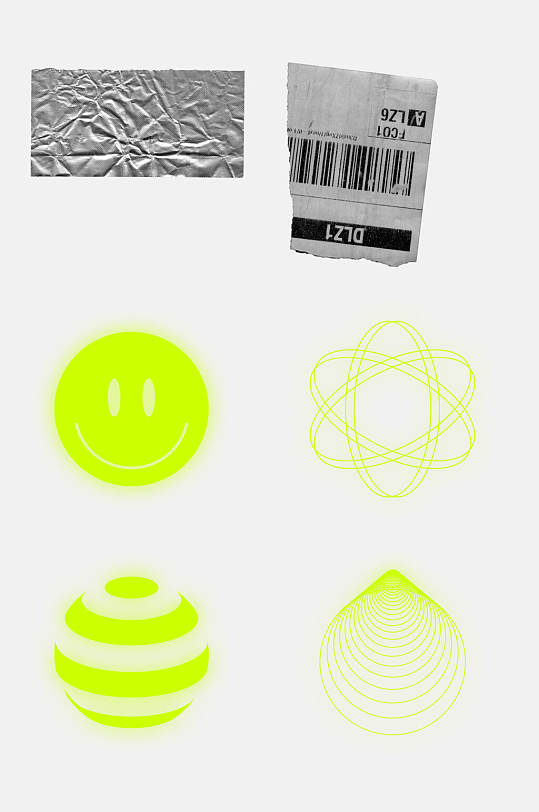 褶皱酸性复古剪贴图免抠素材