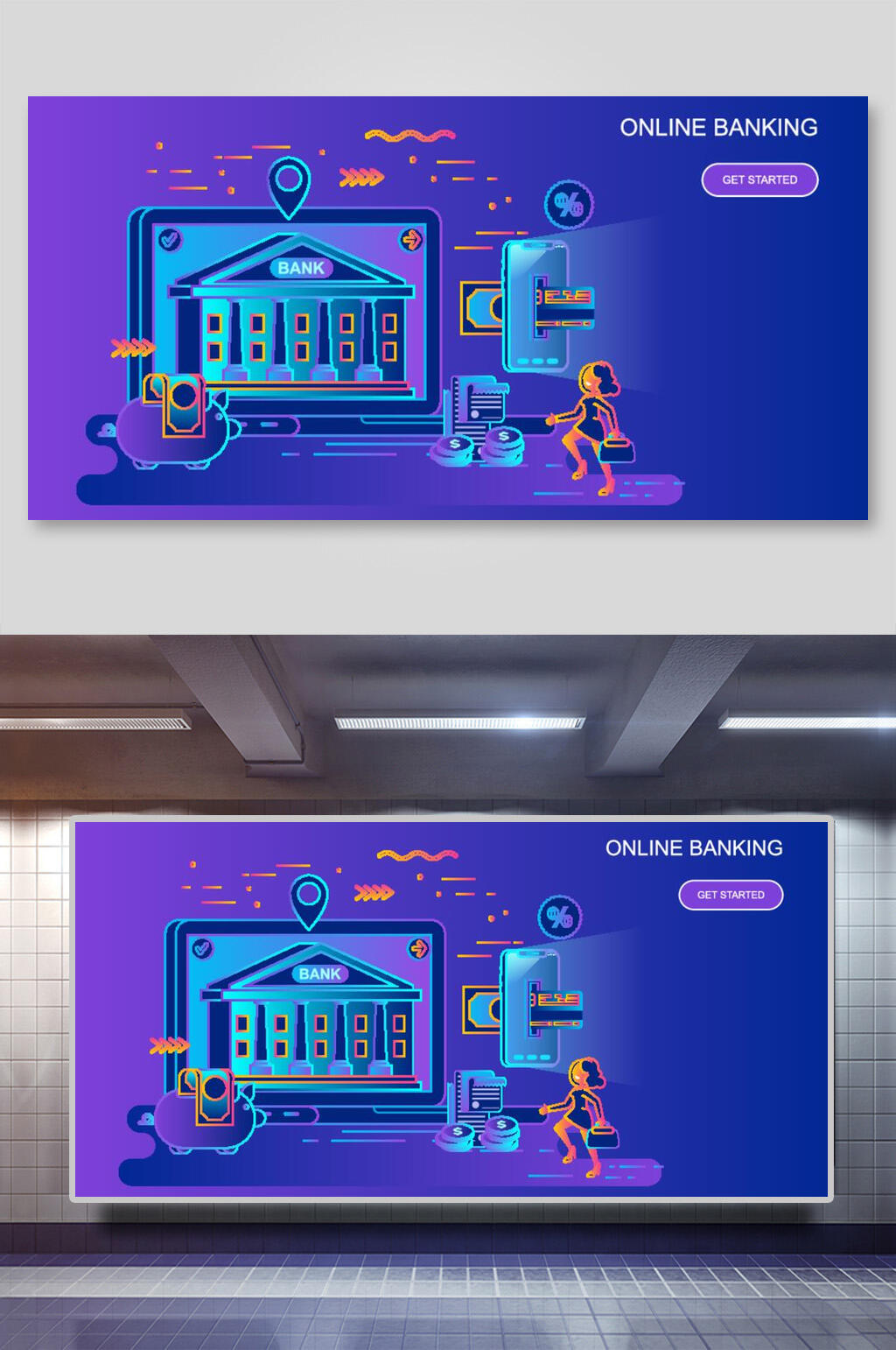 科技扁平化商务矢量插画素材