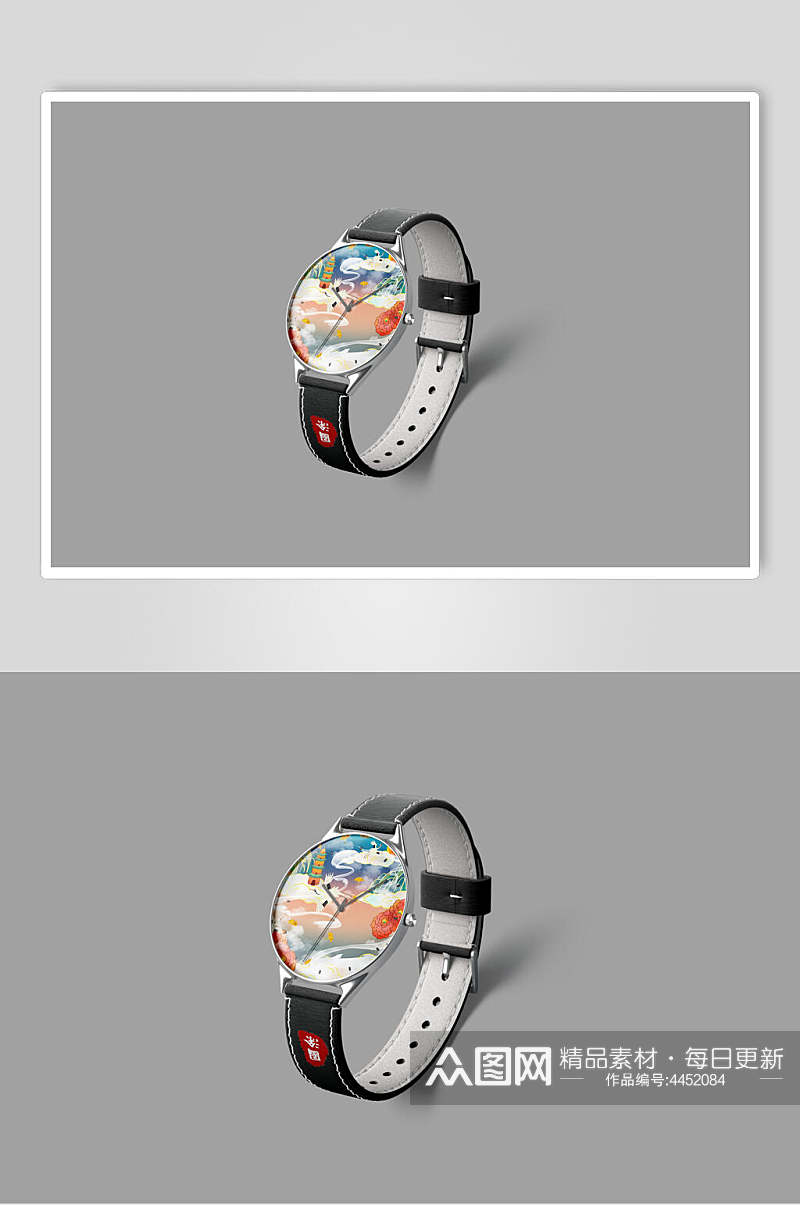 手表环带灰黑色文创设计VI样机素材