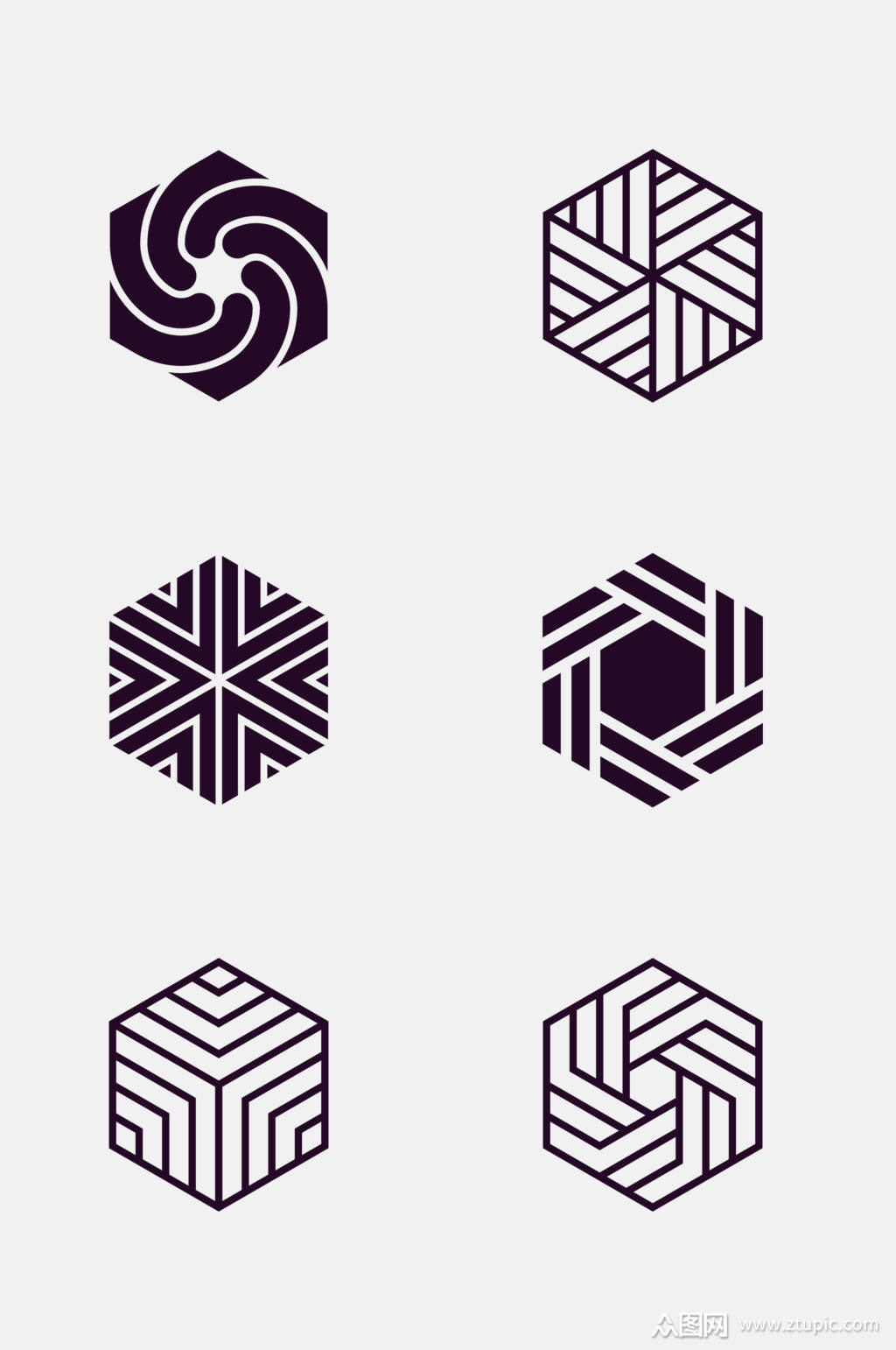 立体时尚黑白抽象几何标志免抠素材素材