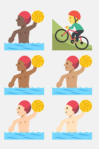 排球海水人物运动卡通免抠素材