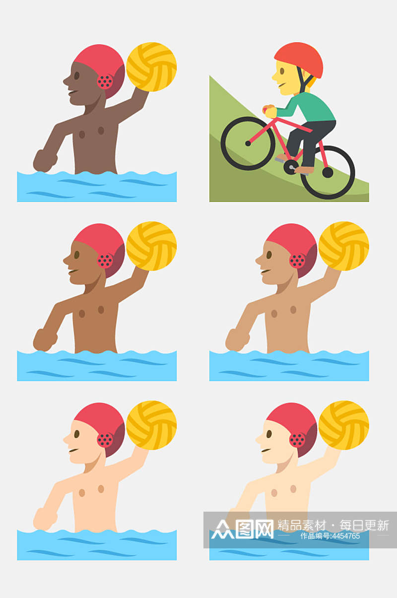排球海水人物运动卡通免抠素材素材