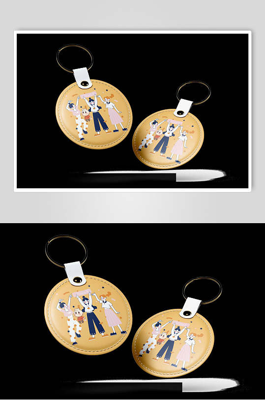 徽章铁环扣卡通贴图钥匙扣样机-众图网