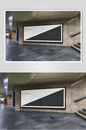 楼梯灯光长方形英文地铁站海报