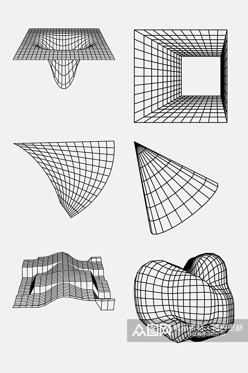 简约线条清新几何网格图形免抠素材素材