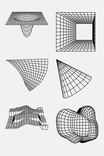 简约线条清新几何网格图形免抠素材