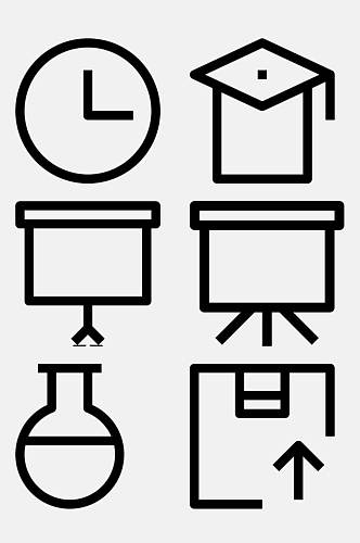 时钟箭头黑色简约线条图标免抠素材