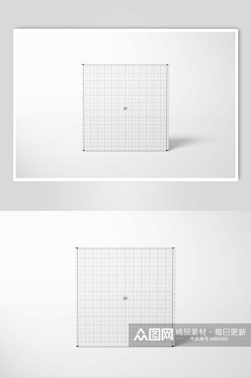 极简线条白色翻盖包装盒样机素材