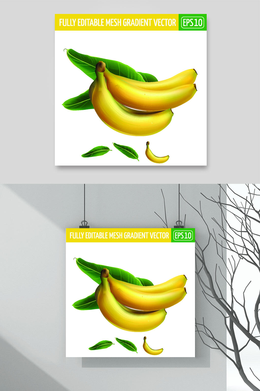 叶子相机绿黄清新矢量水果插画素材素材