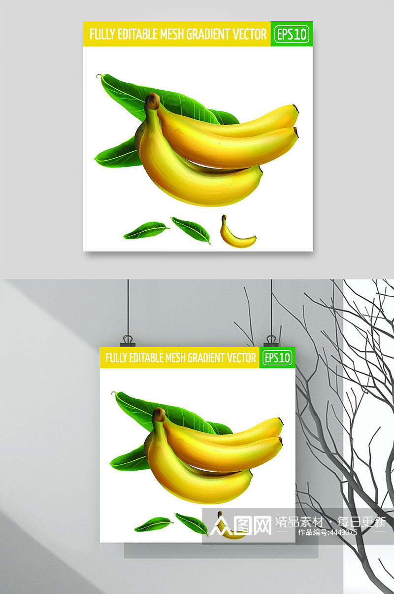 叶子相机绿黄清新矢量水果插画素材素材