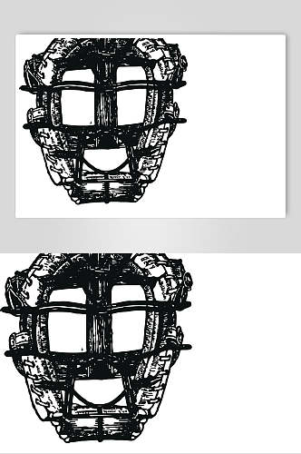 头盔时尚黑色手绘棒球套装矢量素材